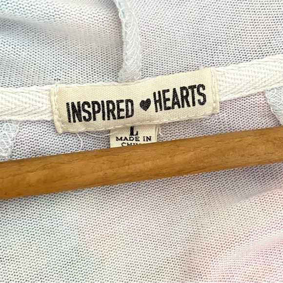 Inspired Hearts Tie Dye Pullover Hoodie Super Soft Cotton Candy Top Juniors L - Picture 5 of 16